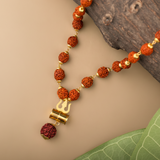 Gold Plated Rudraksha Trishool Necklace