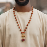 Gold Plated Rudraksha Trishool Necklace