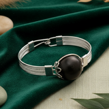Silver Bracelet With Original Karungali Bead