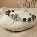Om Shiva Trishul Bracelet with Silver Capped Karungali