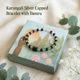 Karungali Silver Capper Bracelet with Damru