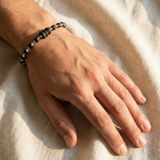 Karungali Silver Capper Bracelet with Damru