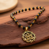 Gold Plated Karungali Necklace with Hanuman Pendant