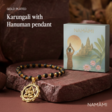 Gold Plated Karungali Necklace with Hanuman Pendant