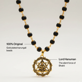 Gold Plated Karungali Necklace with Hanuman Pendant