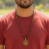 Gold Plated Karungali Necklace with Hanuman Pendant