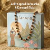 Gold-Capped Karungali Rudraksha Mala