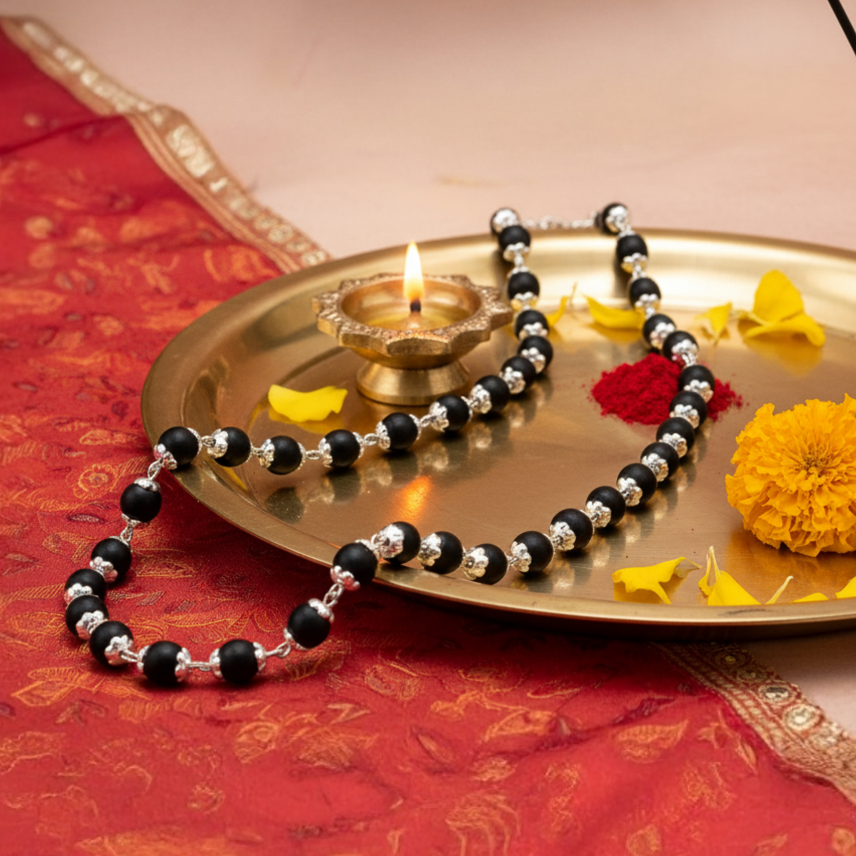 Karungali Silver Capped Mala - 54 Beads