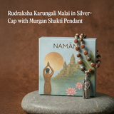 Rudraksha Karungali Malai in Silver-Cap with Murgan Shakti Pendant