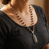 Rudraksha Karungali Malai in Silver-Cap with Murgan Shakti Pendant