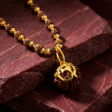 7 Mukhi Rudraksha Necklace Om Shree Design Gold Plated Original Nepali
