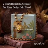 7 Mukhi Rudraksha Necklace Om Shree Design Gold Plated Original Nepali